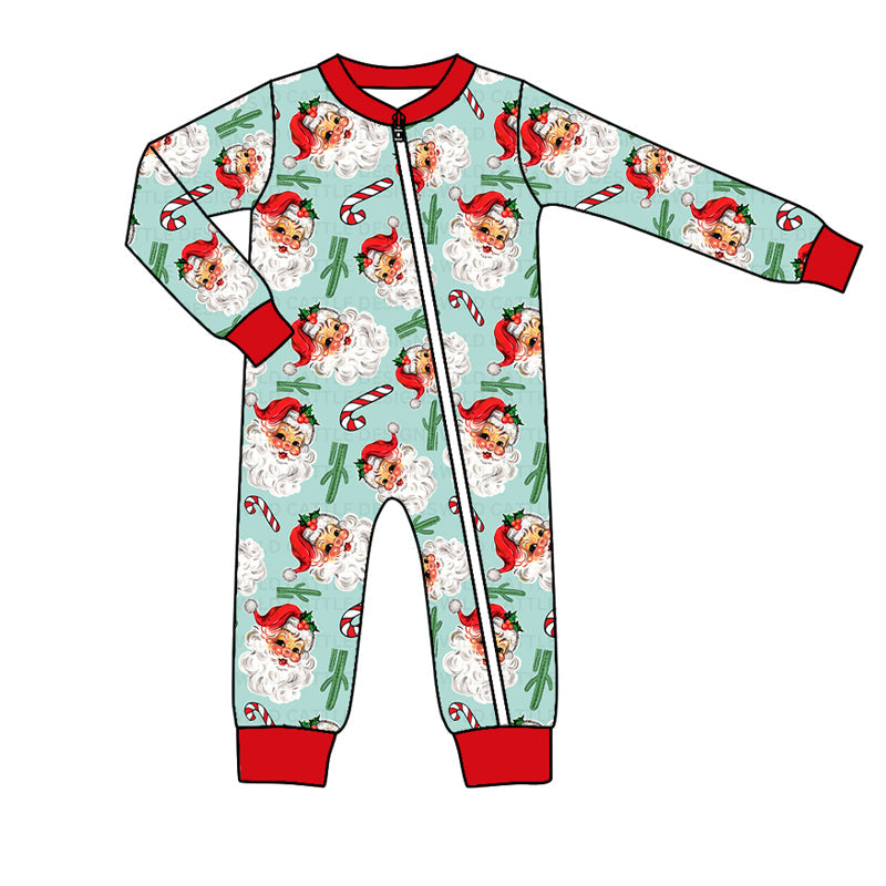 Pre-order Baby Boy Western Christmas Santa Cactus Zipper Romper