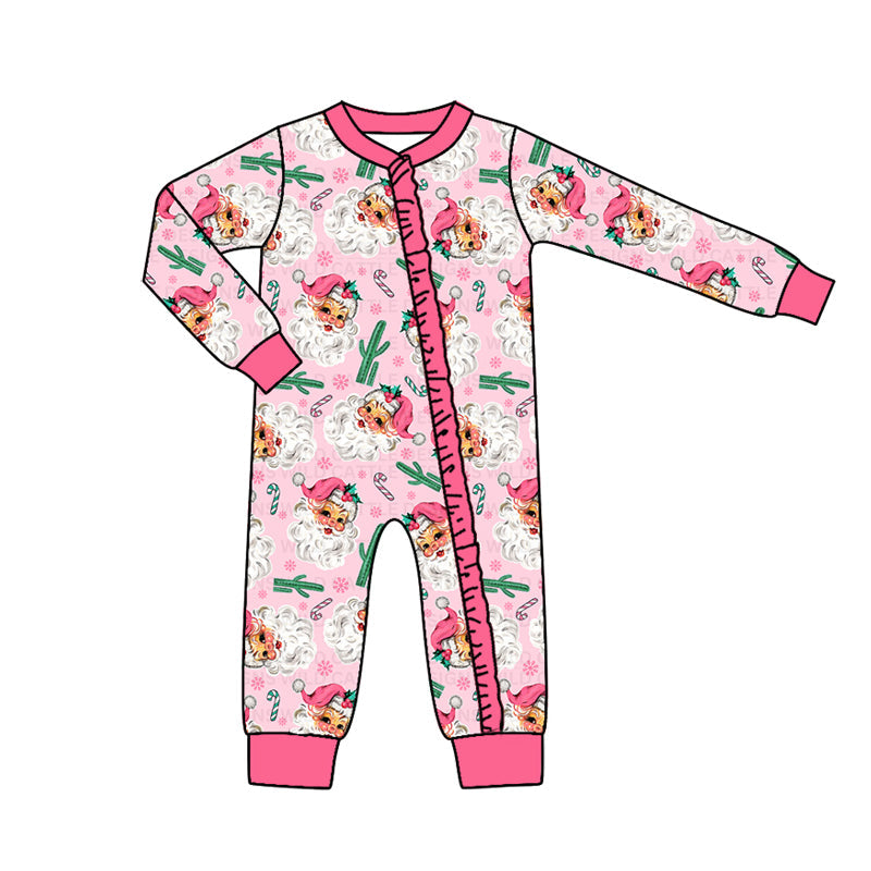 Pre-order Baby Girl Western Christmas Santa Cactus Zipper Romper