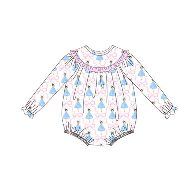 Pre-order Baby Girl Dance Bows Long Sleeves Romper