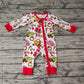 Baby Boy Long Sleeves Christmas Face Zipper Bamboo Romper