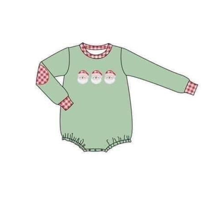Pre-order Baby Boy Christmas Santa Green Bubble Romper
