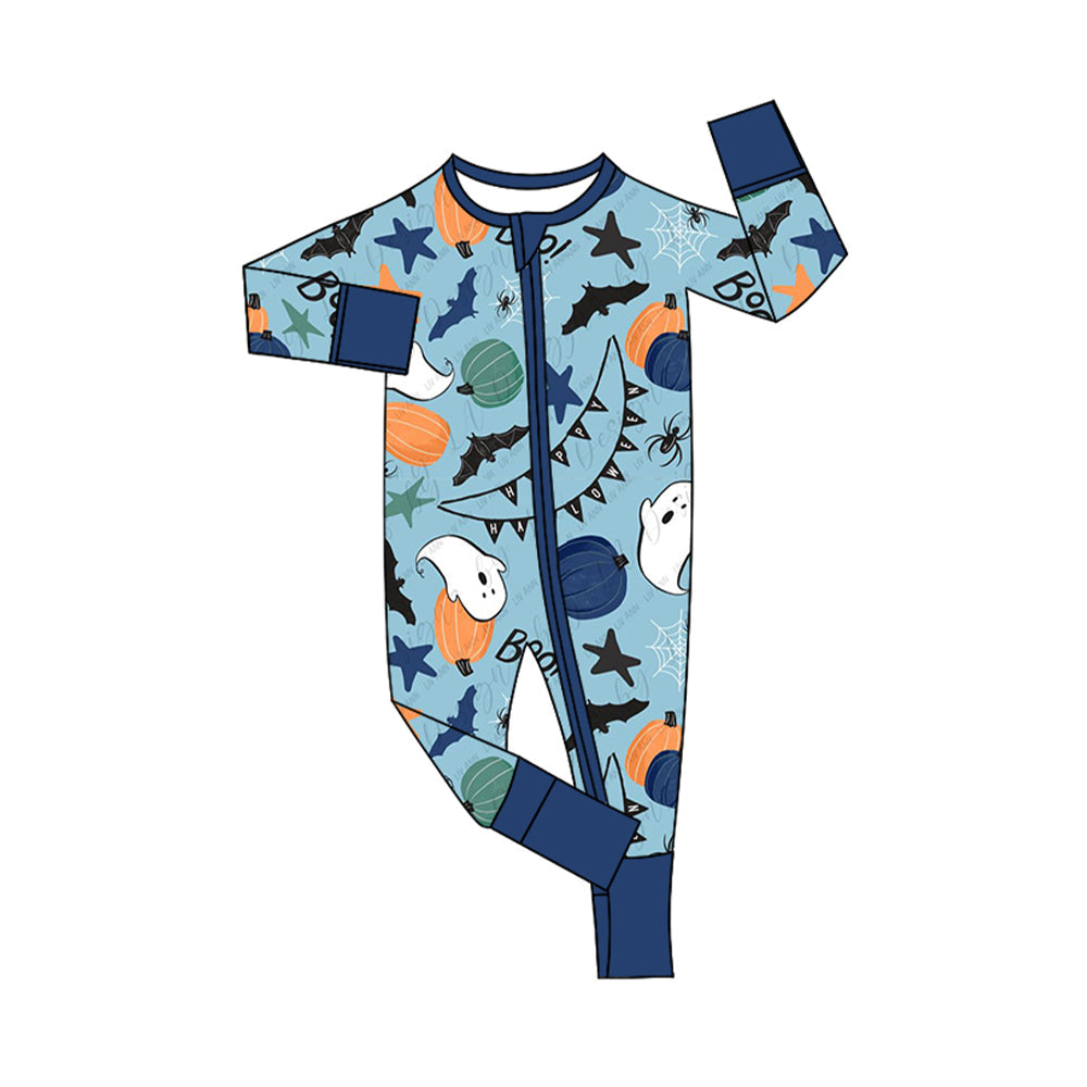 Pre-order Baby Boy Halloween Ghost Pumpkin Zipper Romper