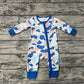 Baby Boy Long Sleeves Camo Zipper Blue Bamboo Romper