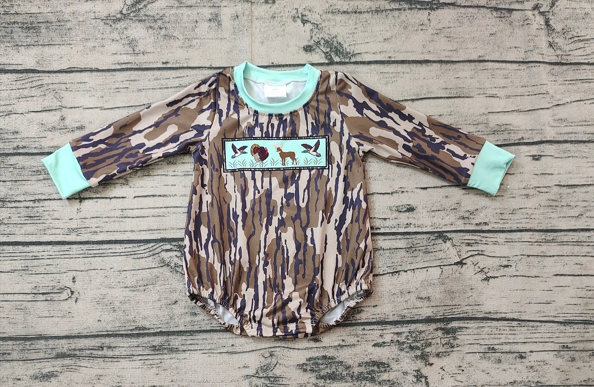 Baby Boy Deer Ducks Long Sleeves Camo Bubble Romper