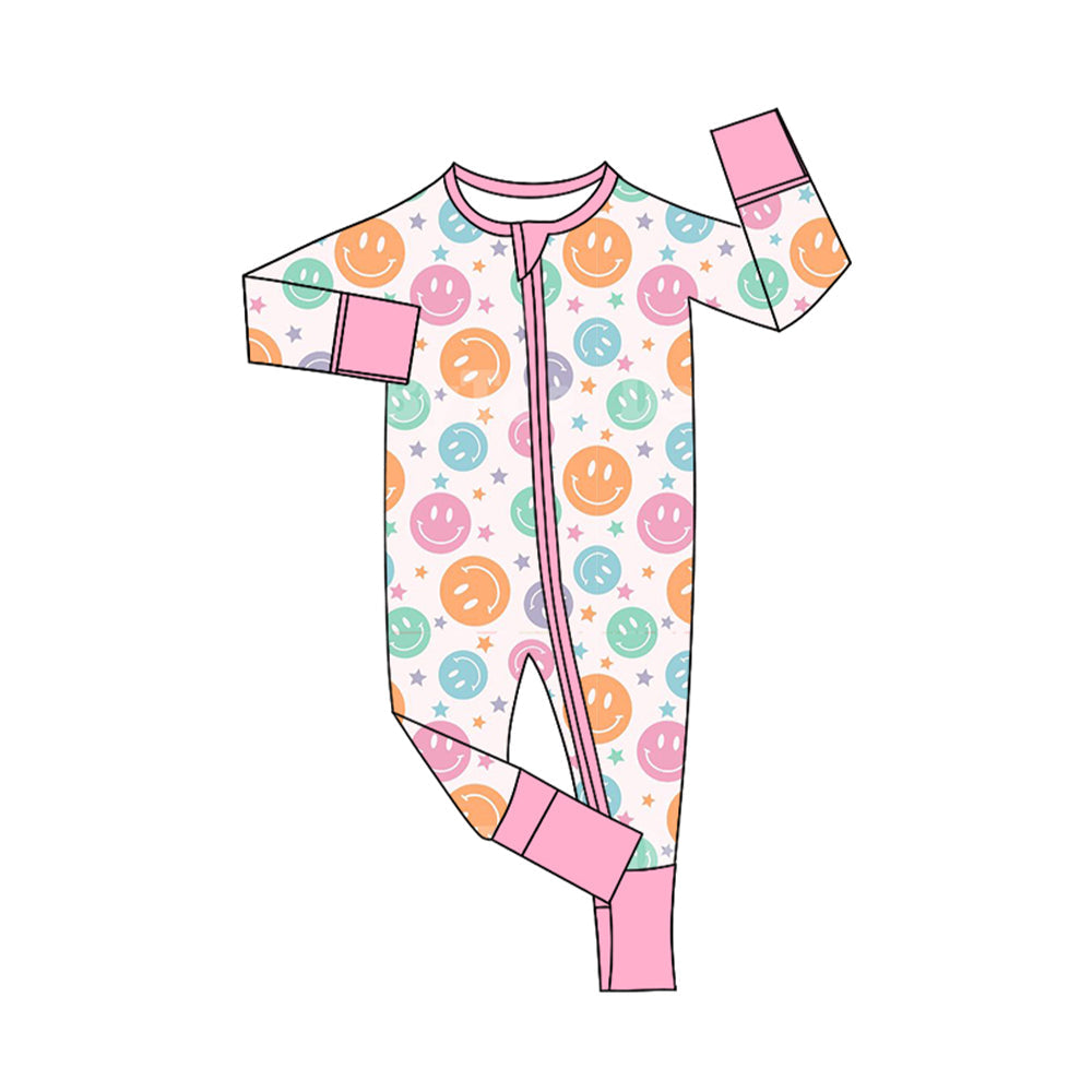 Pre-order Baby Girl Colorful Smile Zipper Romper
