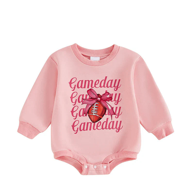 Pre-order Baby Girl Gameday Football Pink Bubble Romper