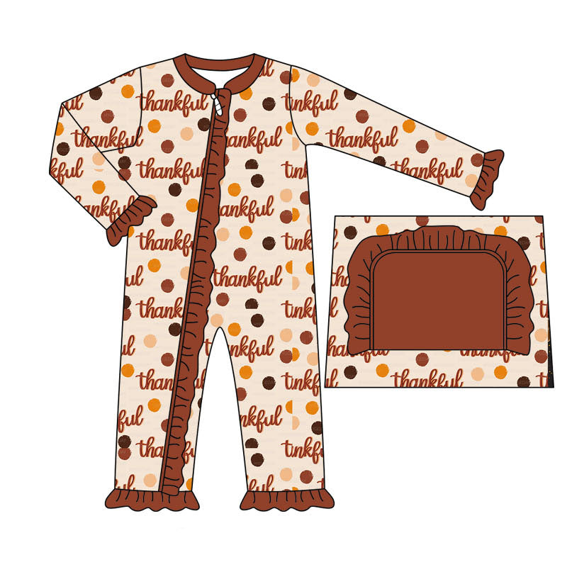 Pre-order Baby Girl Thanksgiving Thankful Zipper Romper