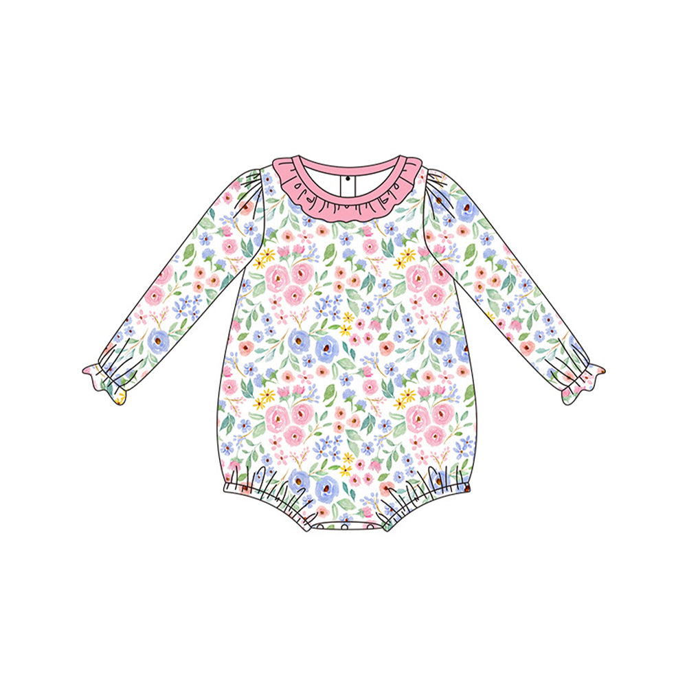 Pre-order Baby Girl Long Sleeves Floral Bubble Romper