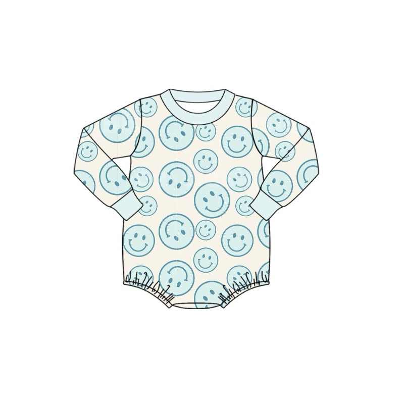 Pre-order Baby Boy Smile Green Long Sleeves Bubble Romper