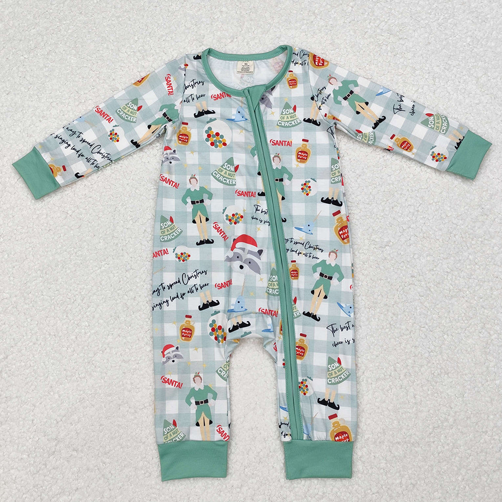 Baby Kids Toddler Long Sleeves Christmas Sibling Bamboo Romper Pajamas Set