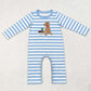 Baby Boy Infant Long Sleeves Embroidery Ducks Dogs Deer Romper Sibling Clothes RTS
