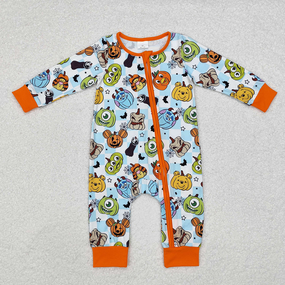 Baby Girl Long Sleeves Cartoon Pumpkin Halloween Sibling Romper Dress Clothes Set