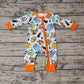 Baby Boy Long Sleeves Halloween Cartoon Pumpkin Zipper Romper