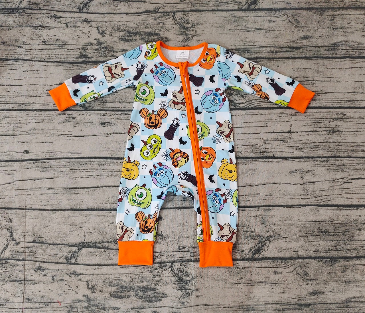 Baby Boy Long Sleeves Halloween Cartoon Pumpkin Zipper Romper