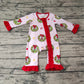 Baby Girl Christmas Green Face Zipper Pink Bamboo Romper