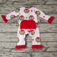 Baby Girl Christmas Green Face Zipper Pink Bamboo Romper