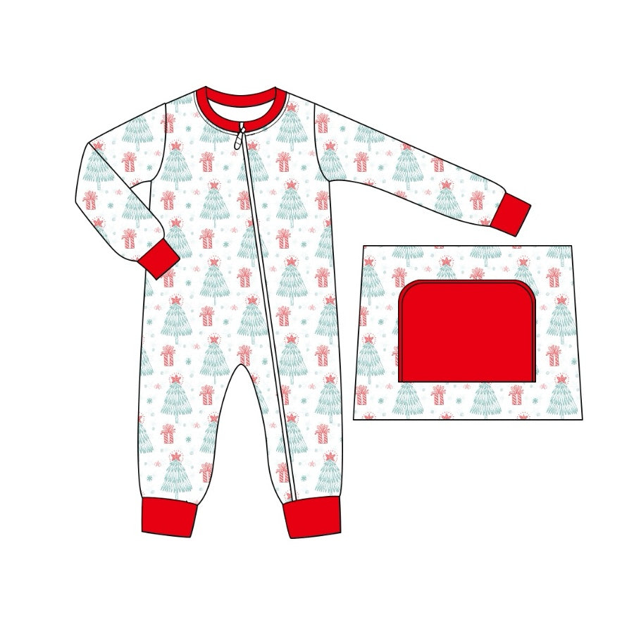 Pre-order Baby Boy Christmas Tree Zipper Romper