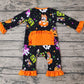 Baby Girl Long Sleeves Halloween Dogs Pumpkin Zipper Romper