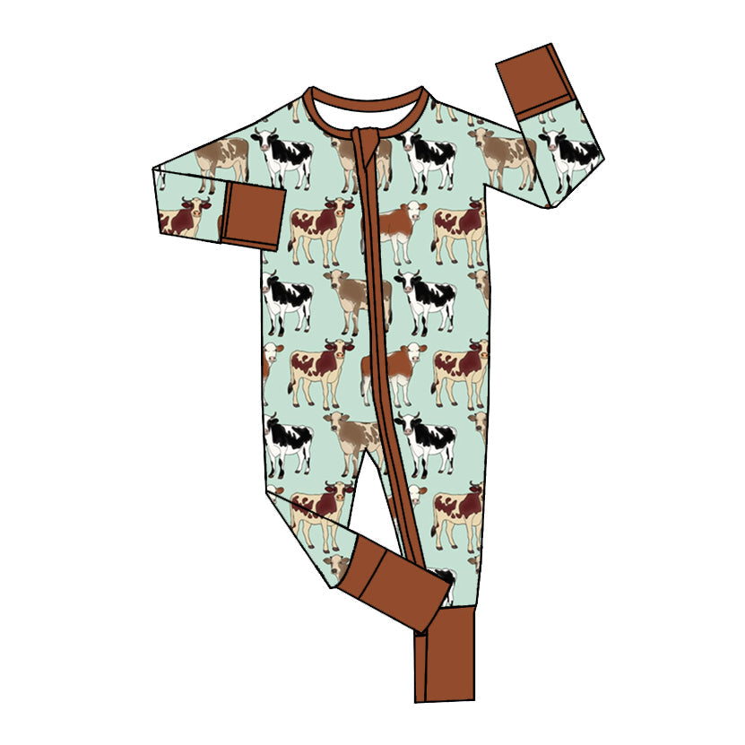 Pre-order Baby Boy Western Cows Farm Zipper Romper
