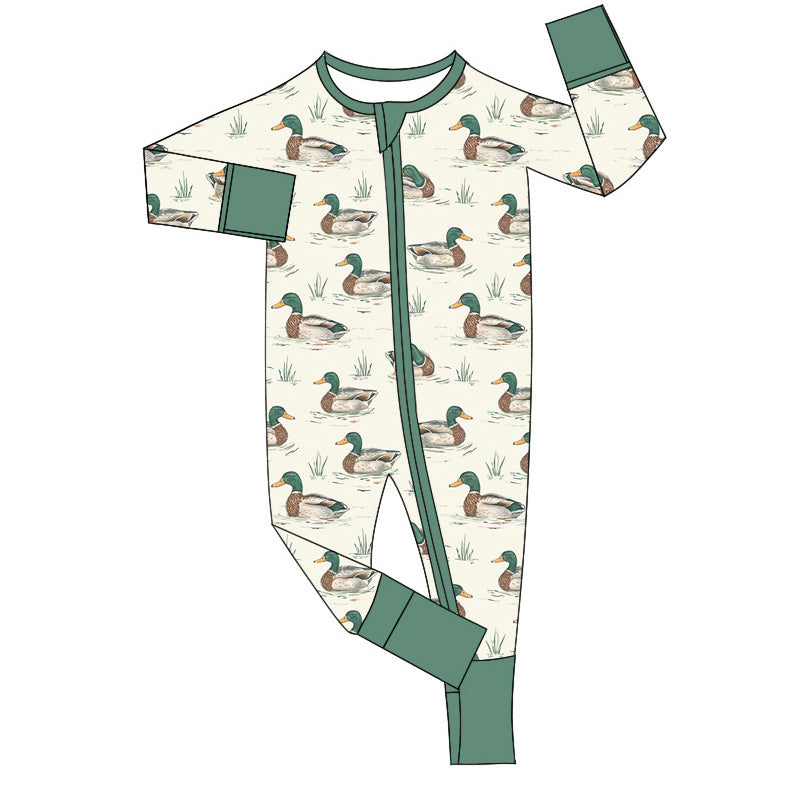 Pre-order Baby Boy Long Sleeves Ducks Zipper Romper