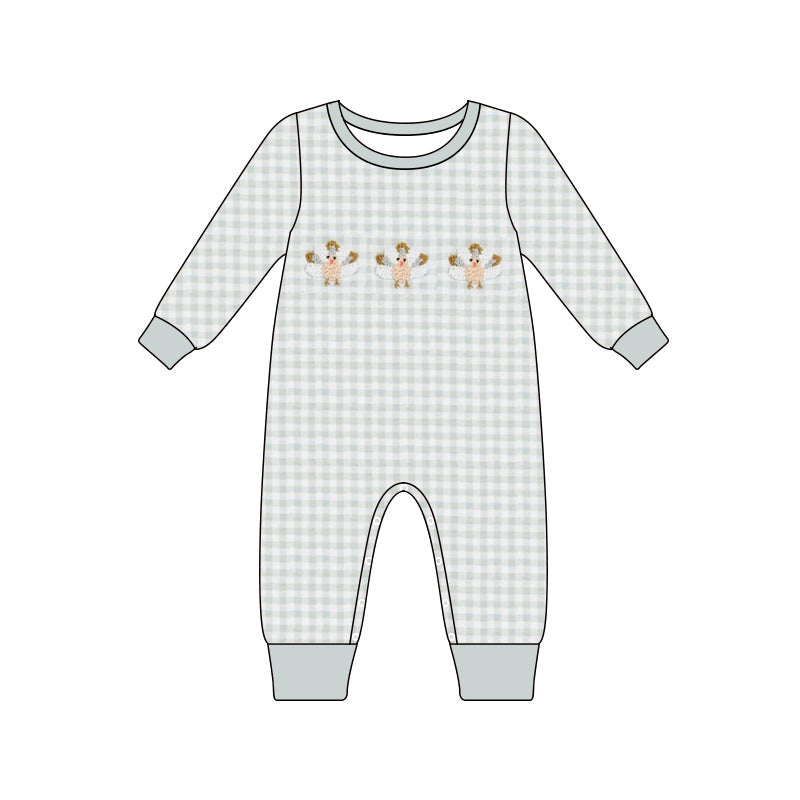 Pre-order Baby Boy Thanksgiving turkey Plaid Romper