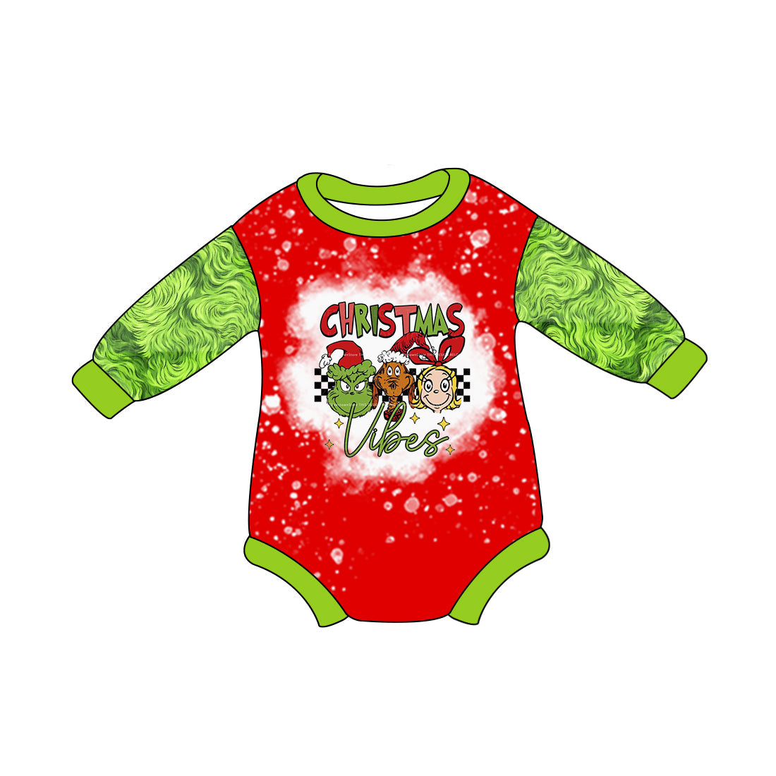 Pre-order Baby Kids Christmas Green Face Romper