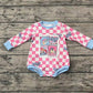 Baby Girl Long Sleeves Christmas Dogs Checkered Bubble Romper