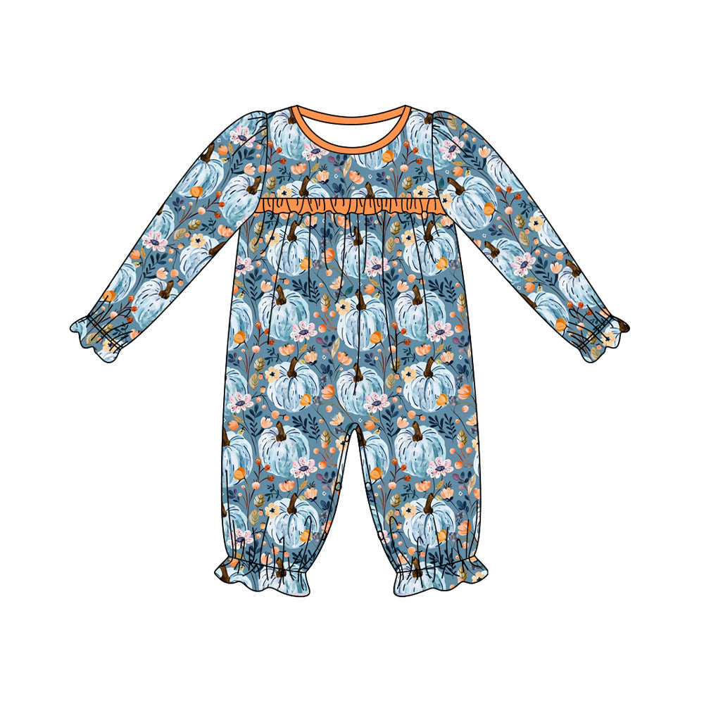 Pre-order Baby Girl Flower Pumpkin Fall Romper