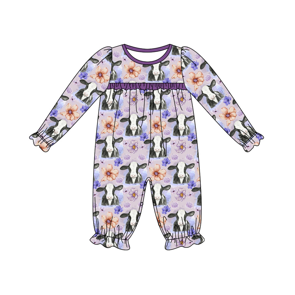 Pre-order Baby Girl Flower Western Cow Romper