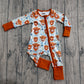 Baby Girls Infant Long Sleeves Western Cows Flower Zipper Romper Clothes RTS