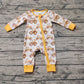 Newborn Baby Boy Long Sleeves Farm Trucks Zipper Bamboo Romper