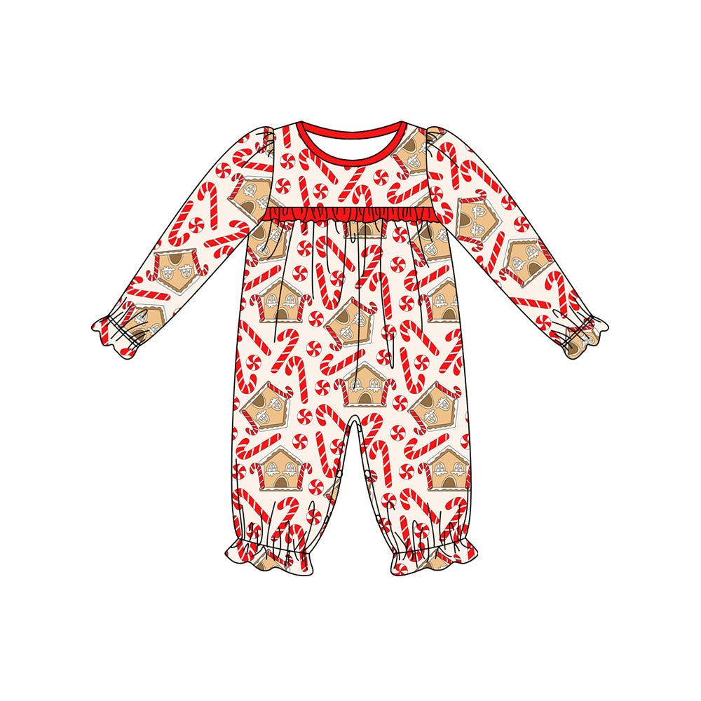Pre-order Baby Girl Infant Christmas Candy Cane Romper