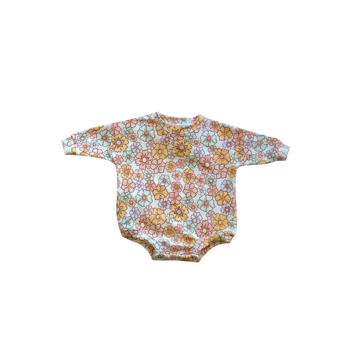 Pre-order Baby Girl Infant Flower Long Sleeves Bubble Romper