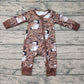 Baby Boy Infant Long Sleeves Christmas Camo Santa Zipper Romper