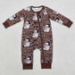 Baby Boy Christmas Camo Santa Sibling Brother Bamboo Romper Pajamas Set