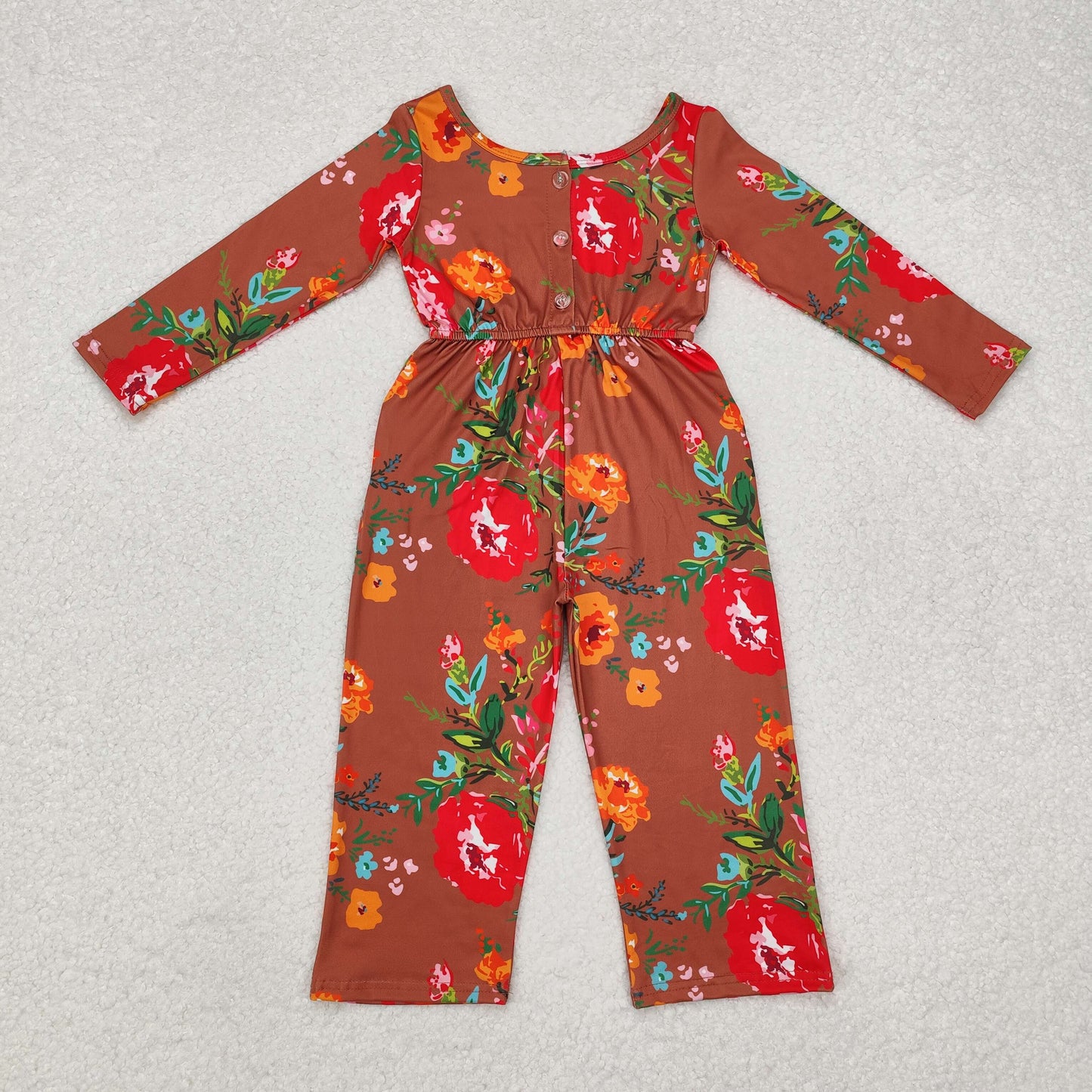 Sibling Baby Girls Kids Long Sleeve Flower Pockets Pants Jumpsuits RTS