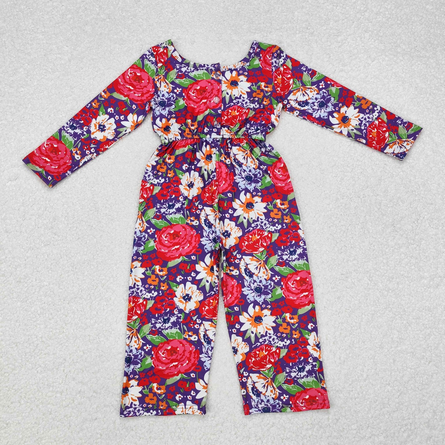 Sibling Baby Girls Kids Long Sleeve Flower Pockets Pants Jumpsuits RTS