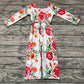 Baby Girl Long Sleeves Flower Fall Pocket Buttons Jumpsuit