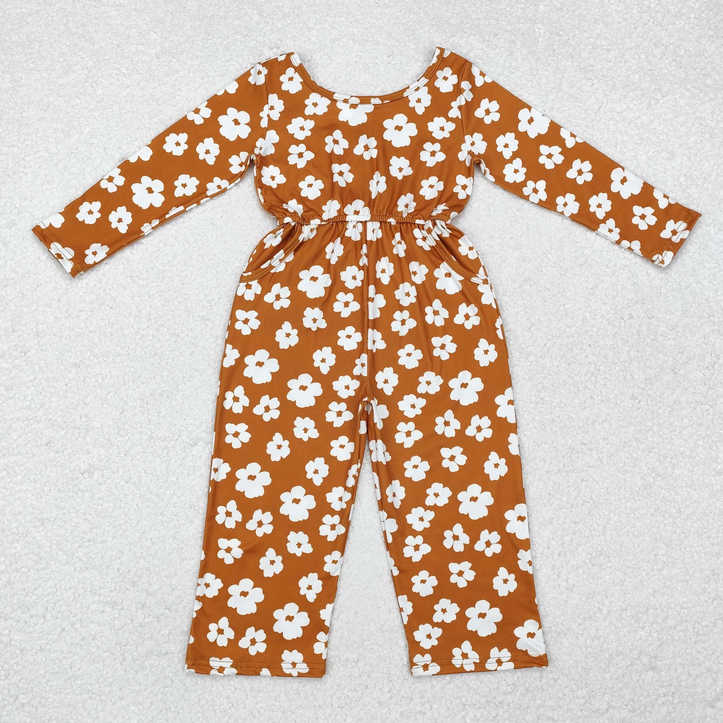 Sibling Baby Girls Kids Long Sleeve Flower Pockets Pants Jumpsuits RTS