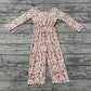 Baby Girl Long Sleeves Floral Leaves Fall Pocket Buttons Jumpsuit