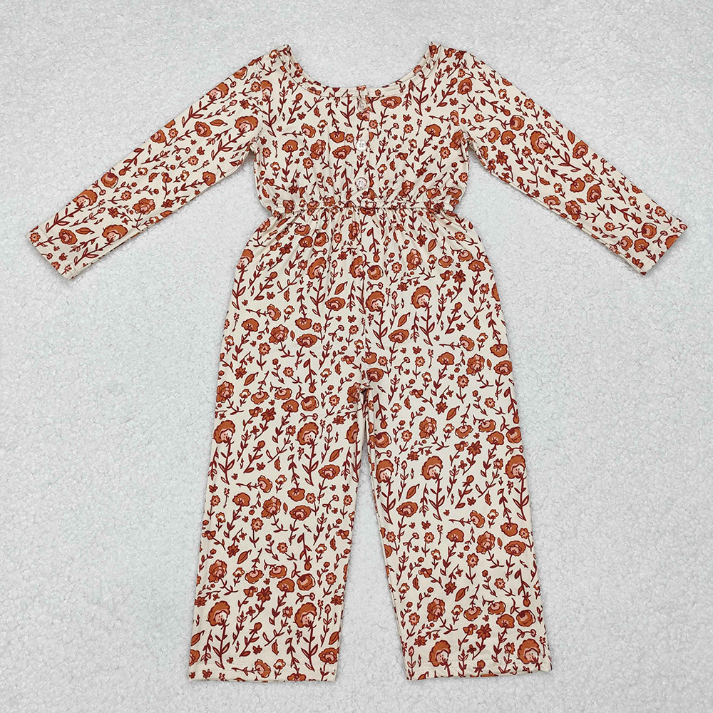 Baby Girl Toddler Long Sleeves Flower Sibling Pocket Jumpsuit