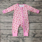 Baby Girl Infant Long Sleeves Western Boots Pink Zipper Bamboo Romper