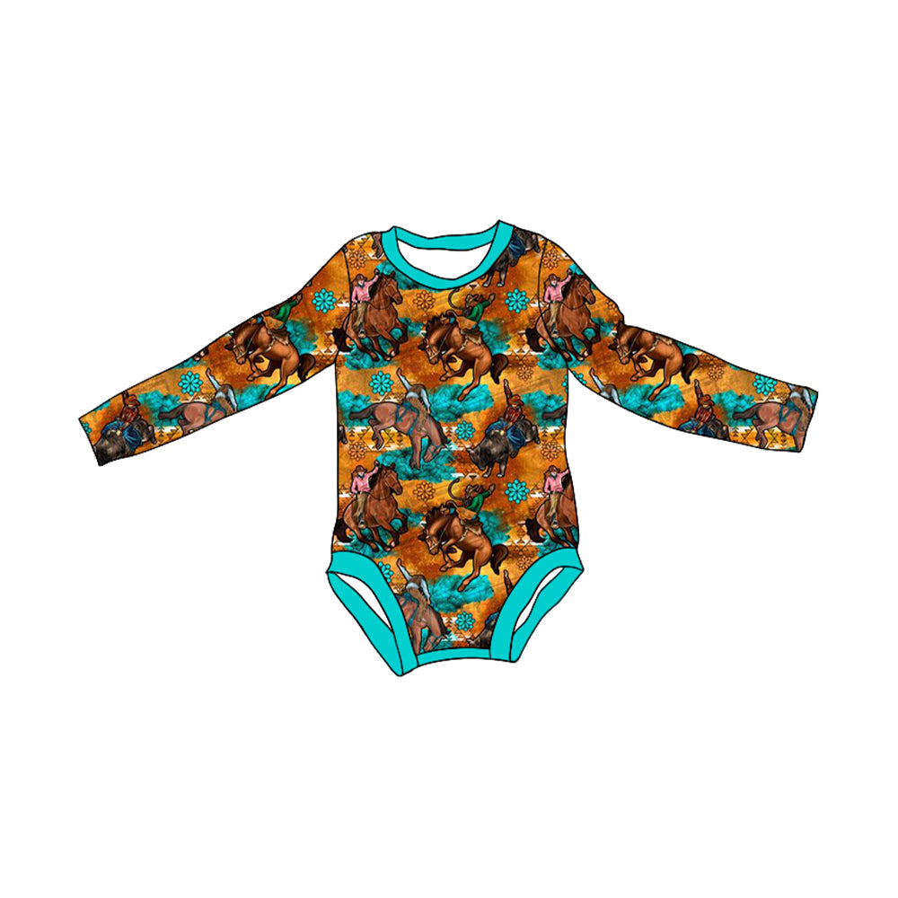 Pre-order Baby Boy Infant Western Horse Bubble Romper