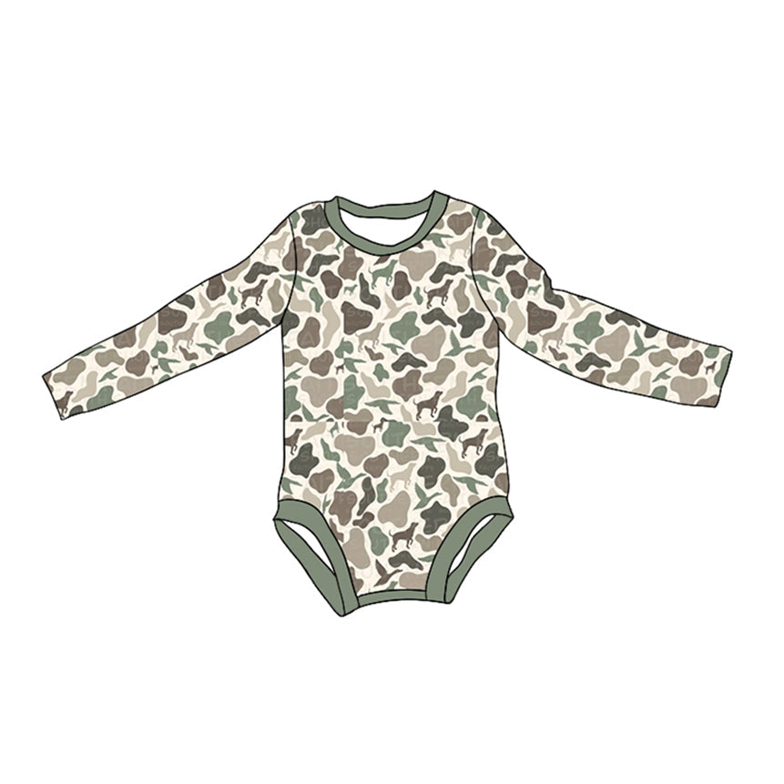 Pre-order Baby Boy Infant Ducks Dogs Camo Bubble Romper