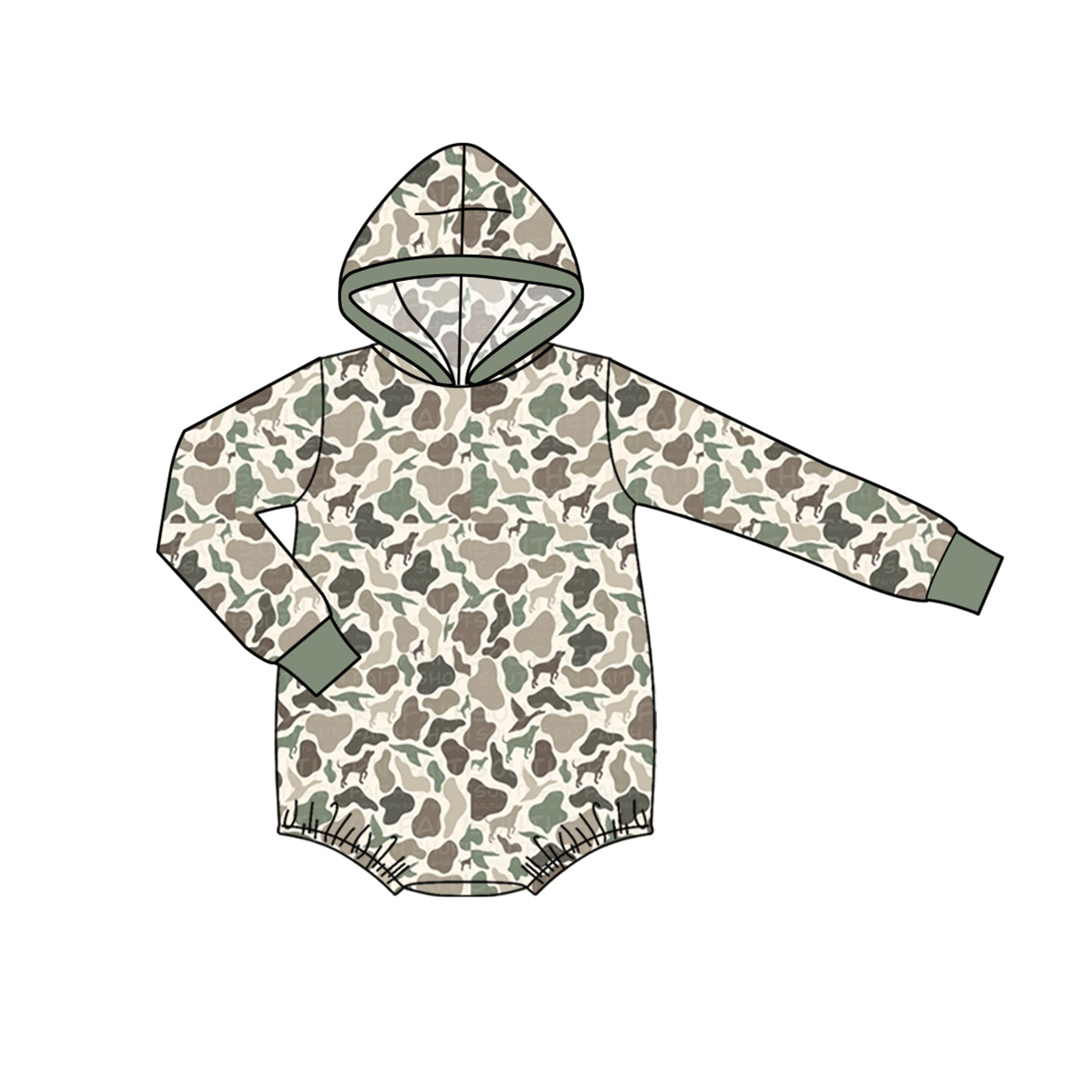 Pre-order Baby Boy Infant Hoodie Ducks Dogs Camo Romper
