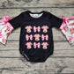 Baby Girl Infant Long Sleeves Cow Bows Western Black Bubble Romper