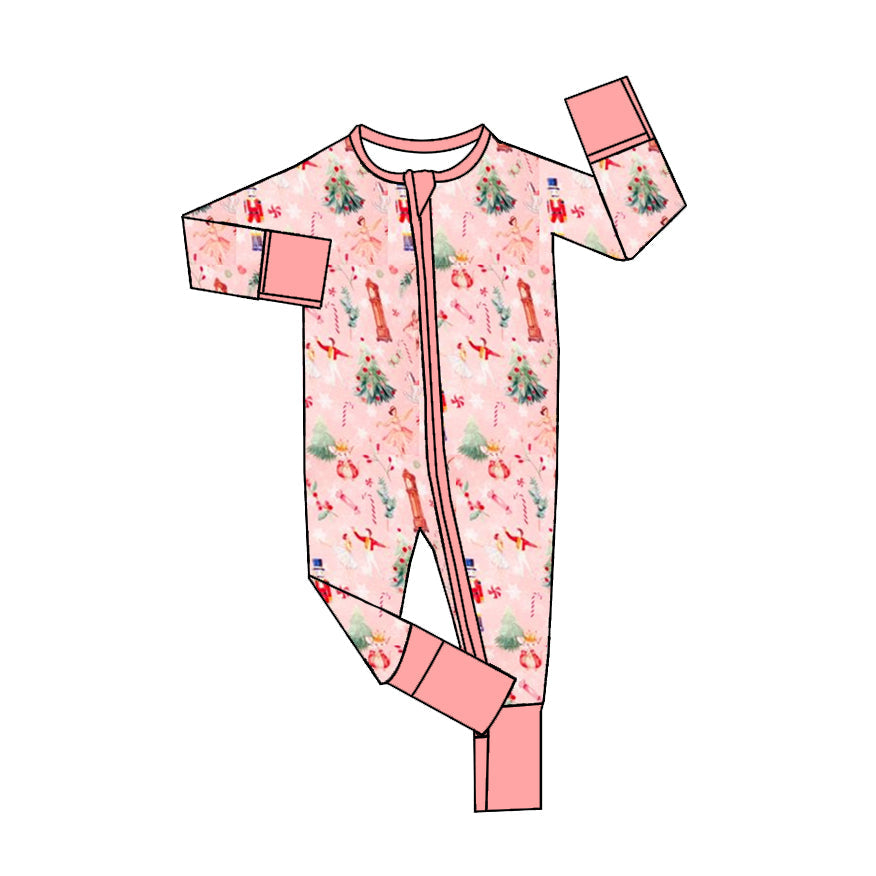 Pre-order Baby Girl Infant Christmas Soldier Zipper Pink Romper