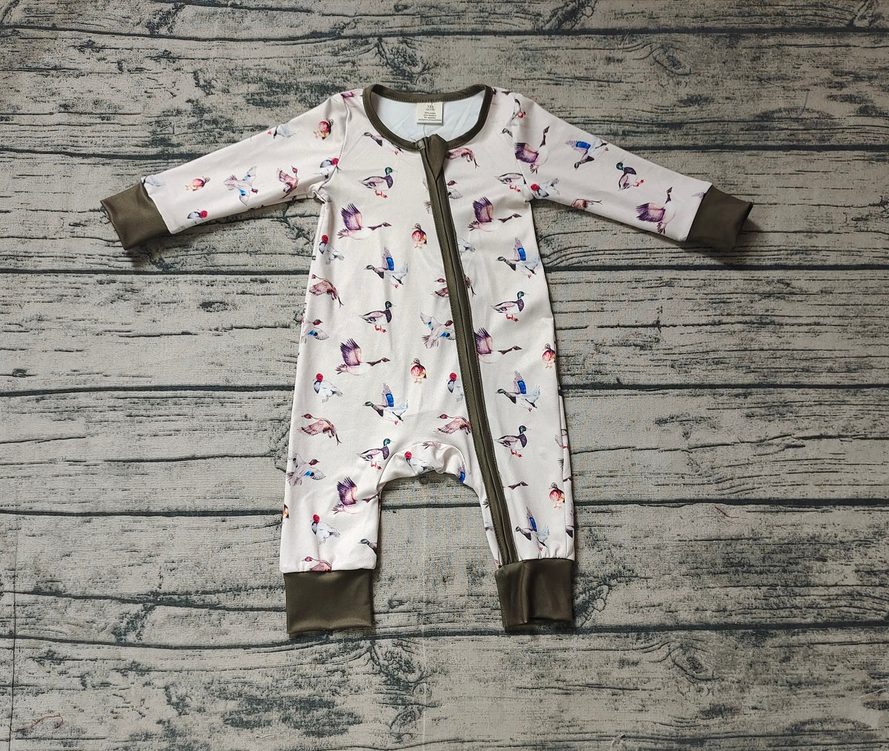 Baby Boy Infant Long Sleeves Ducks Hunting Zipper Romper