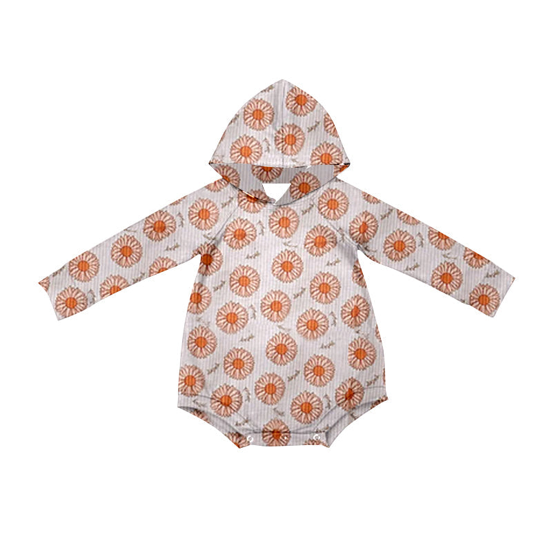 Pre-order Baby Girl Infant Long Sleeves Sunflower Hoodie Bubble Romper