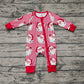 Baby Kids Infant Long Sleeves Christmas Red Stripes Santa Zipper Bamboo Romper